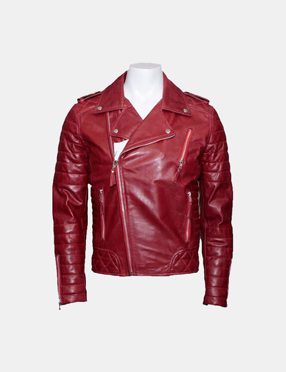 Motorcycle Leather Jacket, Men's Red