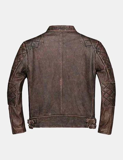 Spring and Autumn Natural Cowhide Motorcycle Leather Jacket Men