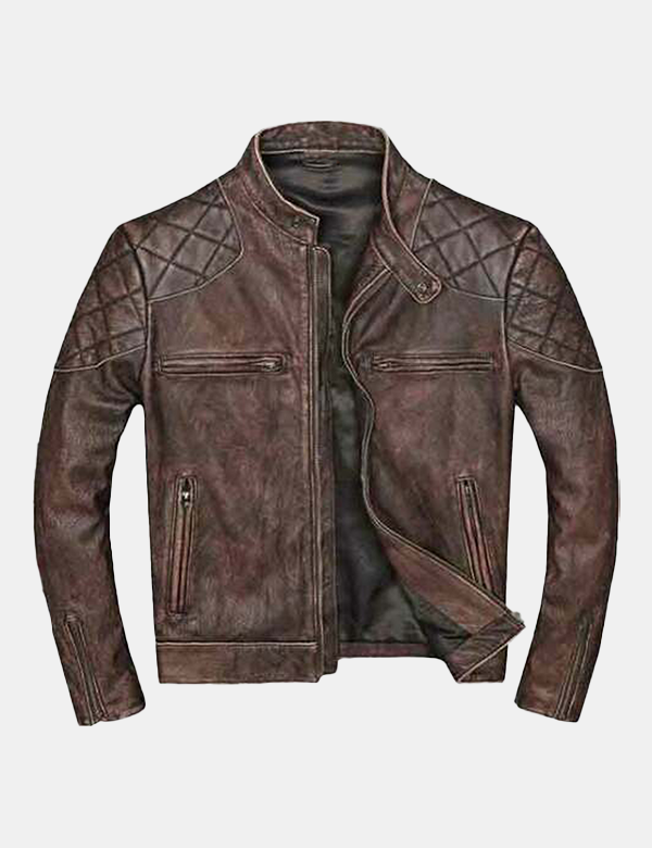 Spring and Autumn Natural Cowhide Motorcycle Leather Jacket Men