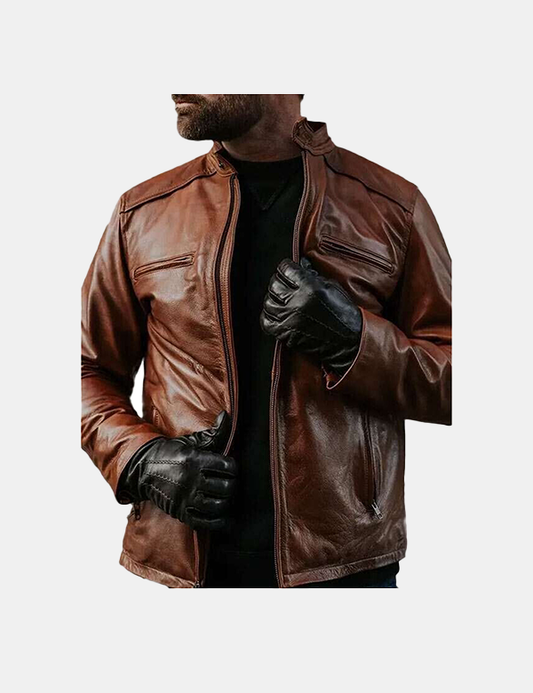 Men's Biker Motorcycle Leather Jacket