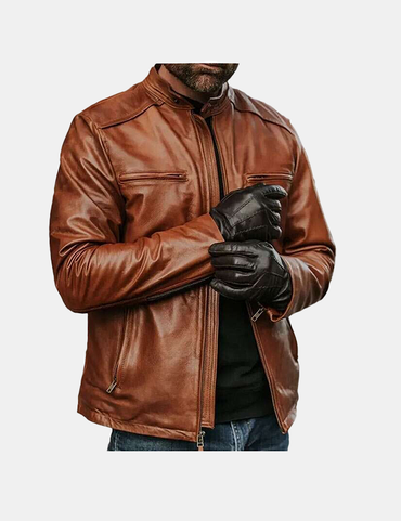 Men's Biker Motorcycle Leather Jacket
