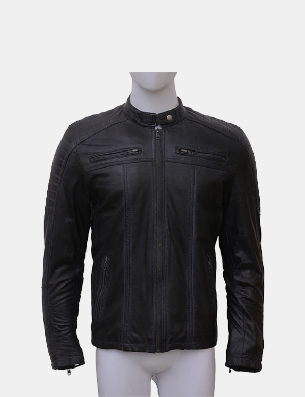 Men's Black Leather Biker Jacket