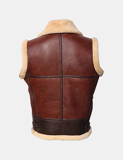 Men's Bomber Shearling Leather Vest Jacket