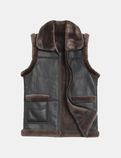 Men’s Winter Vest Coffee Brown Genuine Sheepskin