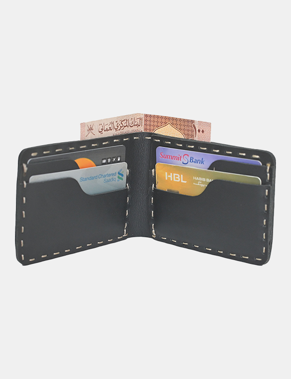 Fully Handmade Black Leather Wallet