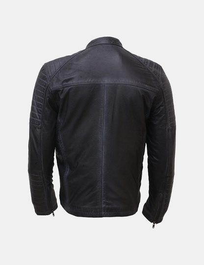 Men's Black Leather Biker Jacket