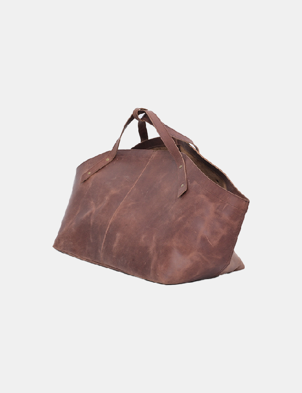 Handmade Leather Log Carrier Firewood Tote Bag