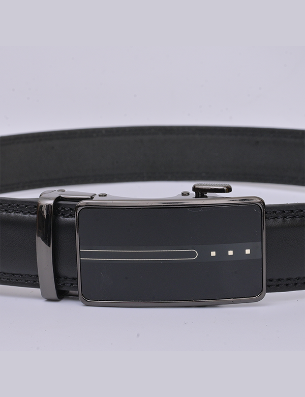 Men's Black Leather Belt with Buckle- Microfiber Leather Men's