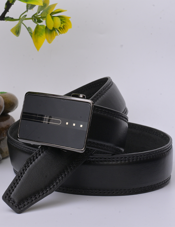 Men's Black Leather Belt with Buckle- Microfiber Leather Men's