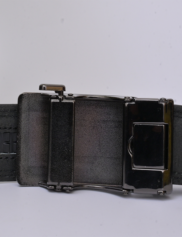 Men's Black Leather Belt with Buckle- Microfiber Leather Men's
