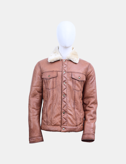 Men's Real Leather Bomber Jacket