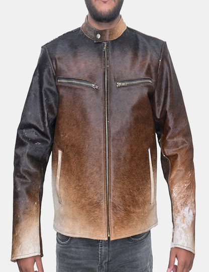 Men's Genuine Cowhide Leather Hair Brown