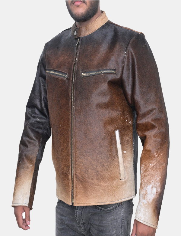 Men's Genuine Cowhide Leather Hair Brown