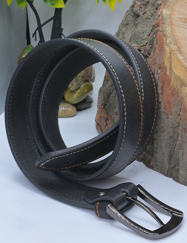 Handmade Real Black Leather Belt for Men