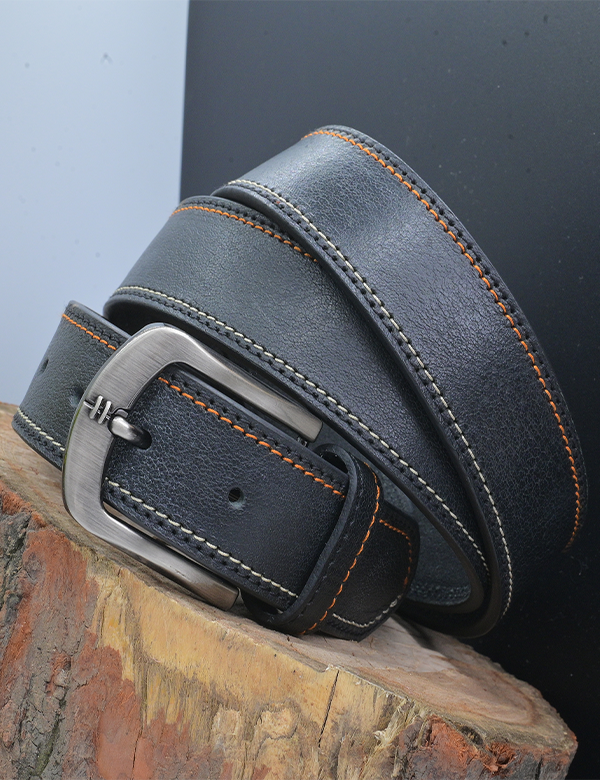 Handmade Real Black Leather Belt for Men
