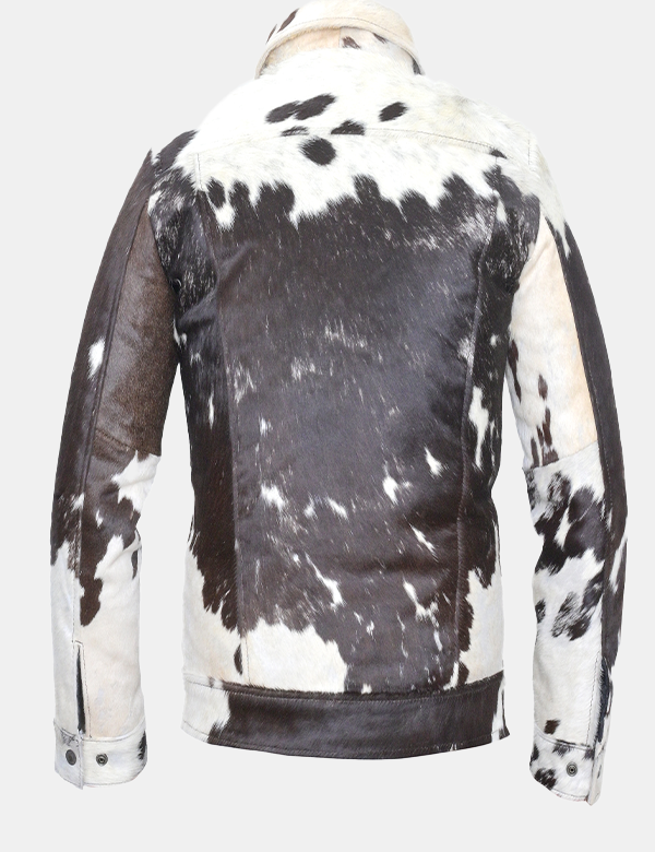 Men's Real Hair On Cowhide Leather Jacket
