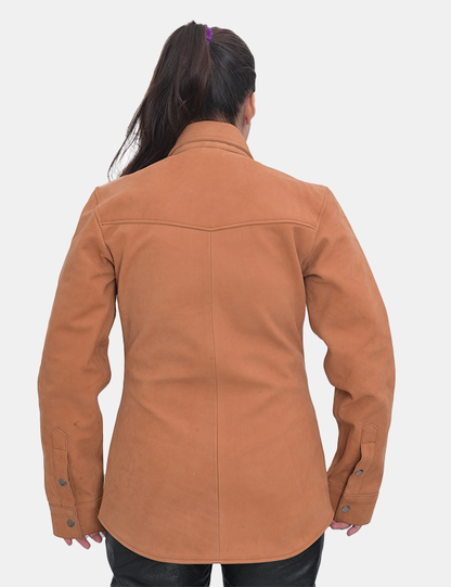 New Women's Brown Leather Shirt