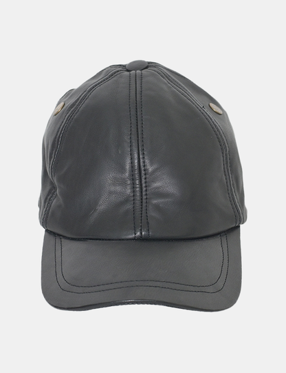 Genuine Leather Caps Black