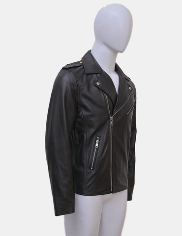 Men's Black Biker Leather Jacket