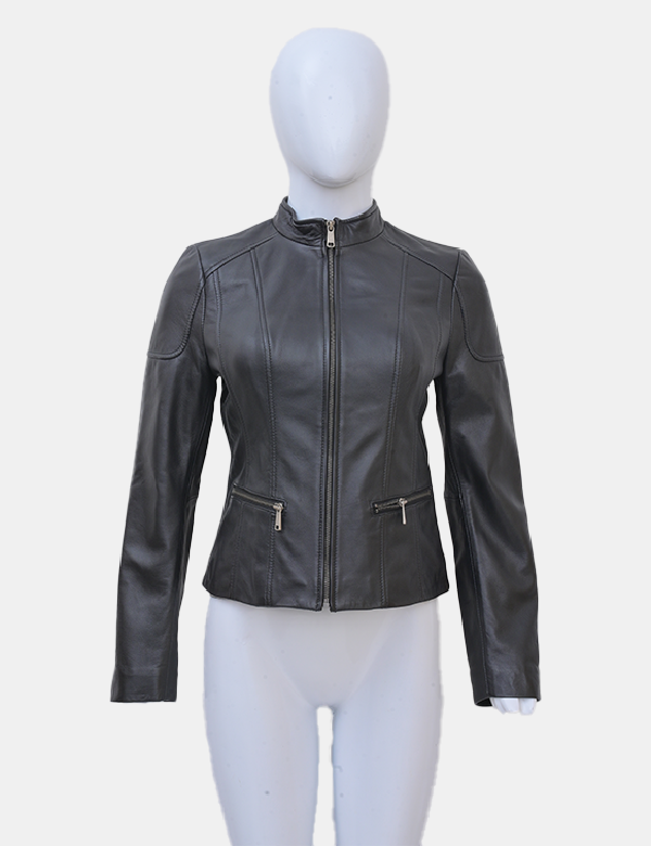 Women’s Black Real Leather Biker Jacket