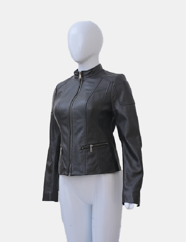 Women’s Black Real Leather Biker Jacket