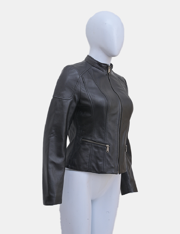 Women’s Black Real Leather Biker Jacket