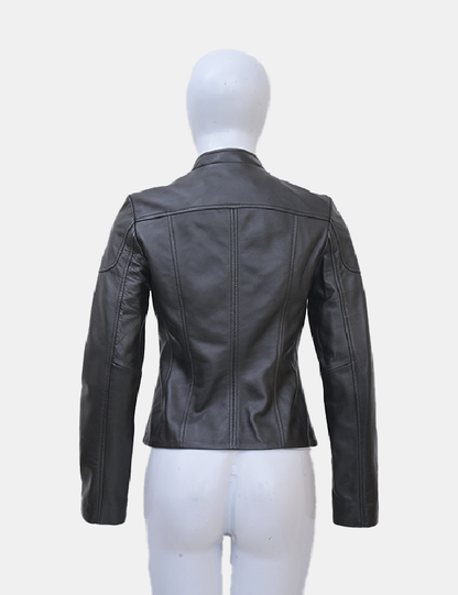 Women’s Black Real Leather Biker Jacket