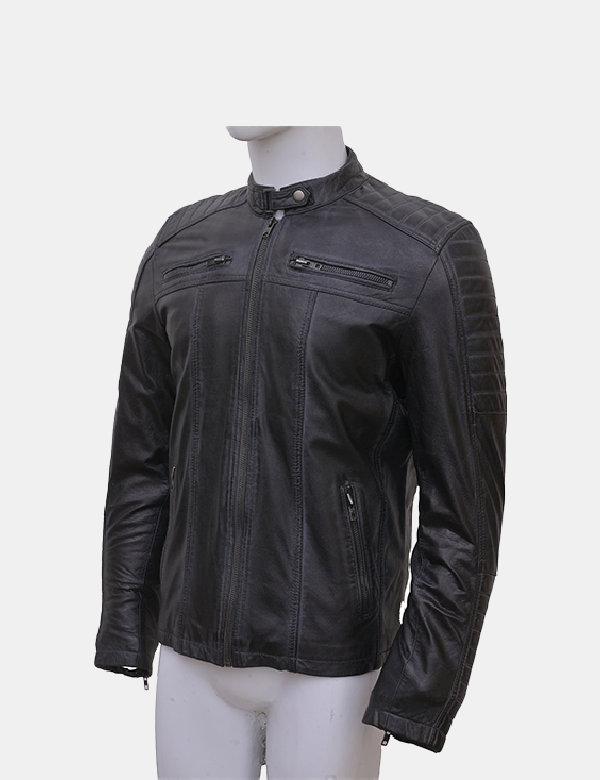 Men's Black Leather Biker Jacket