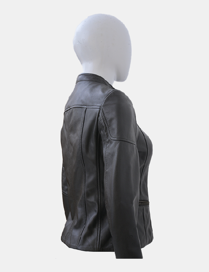 Women’s Black Real Leather Biker Jacket