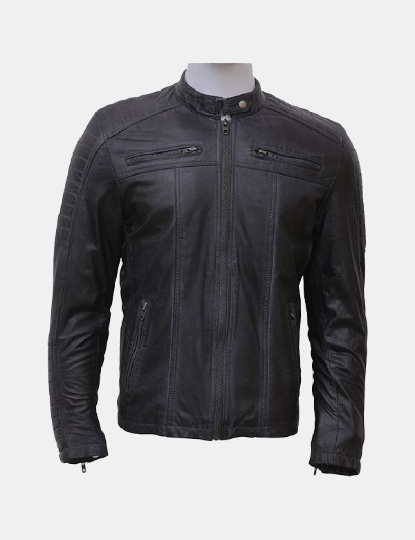 Men's Black Leather Biker Jacket