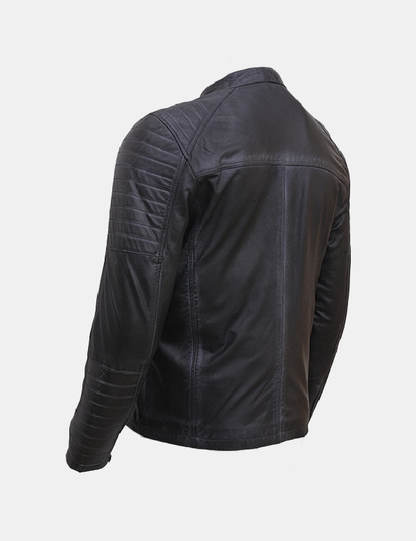Men's Black Leather Biker Jacket