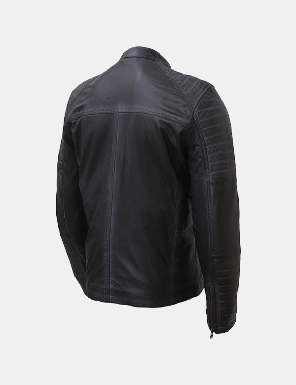 Men's Black Leather Biker Jacket