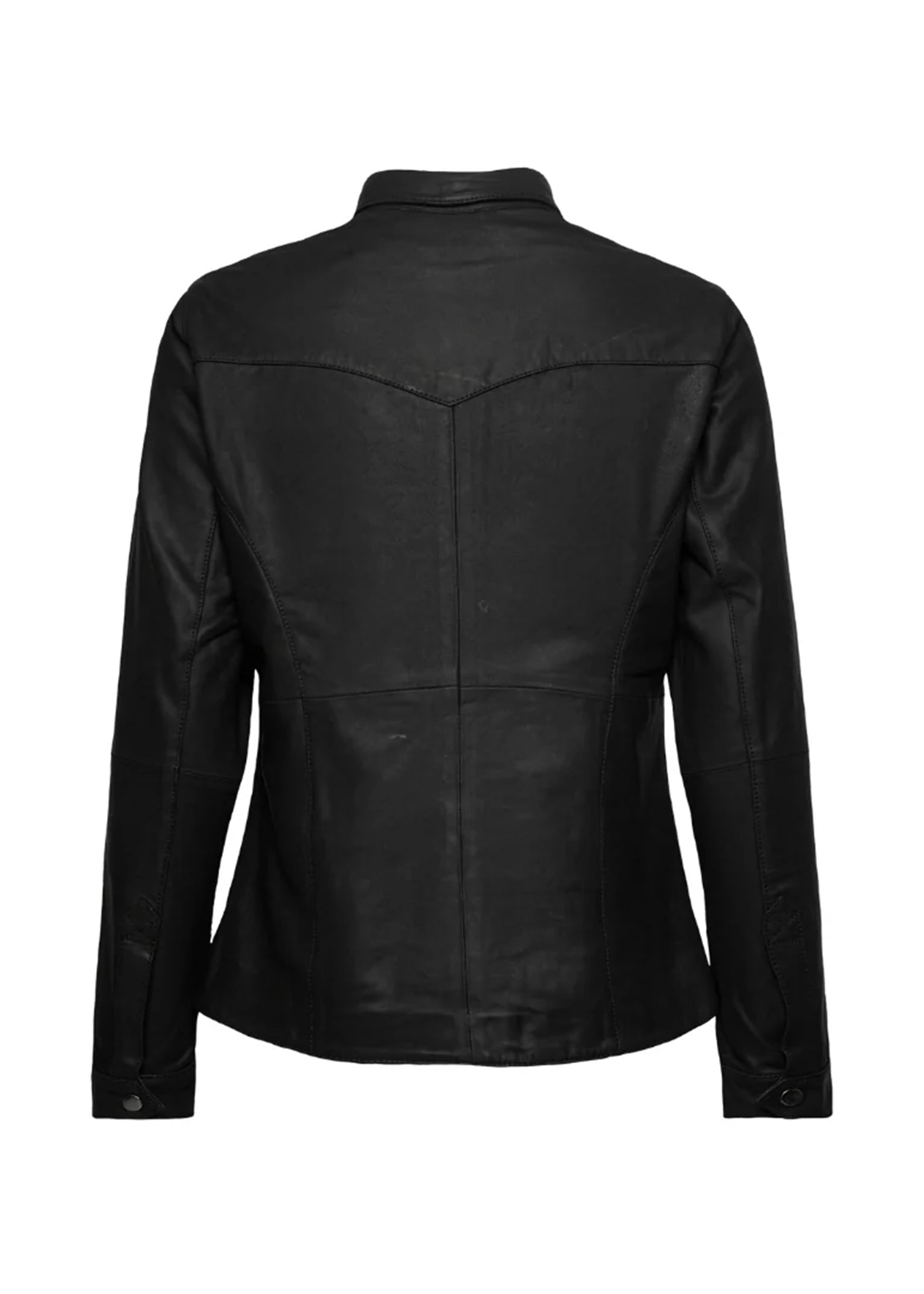 Black leather jacket on a white background