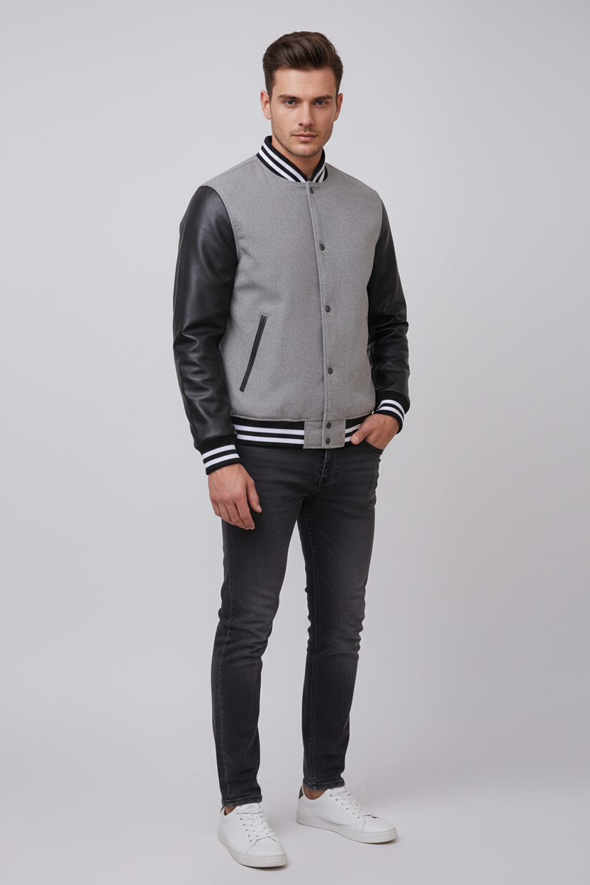 Custom Letterman Jacket on Model
