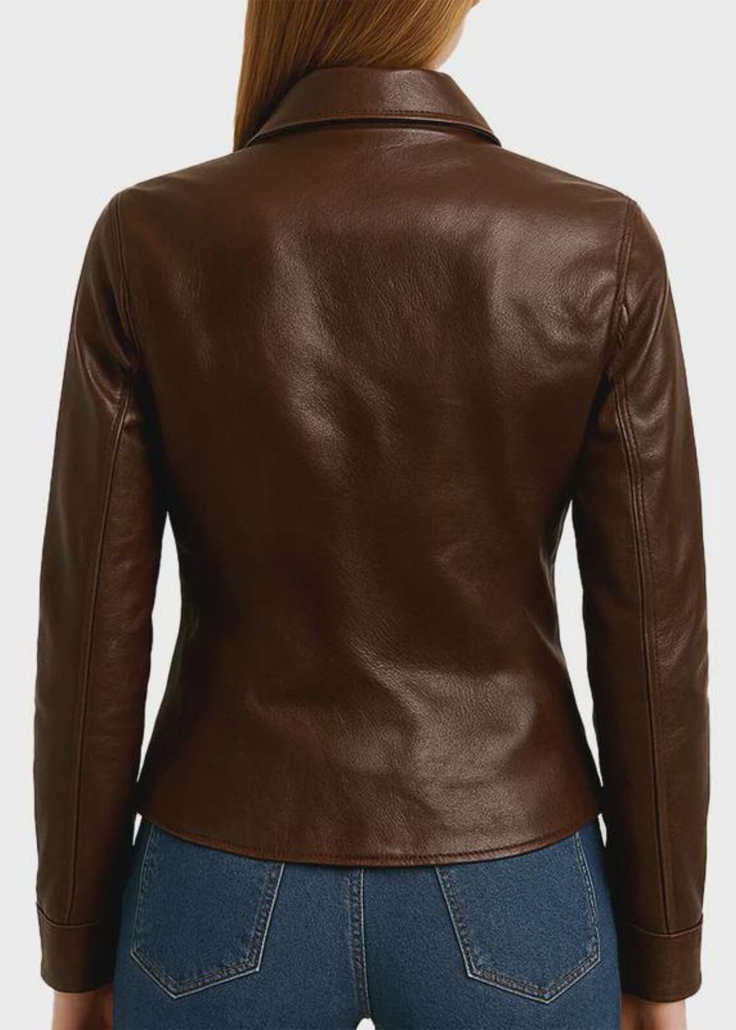 Women’s Brown Lambskin Leather Shirt