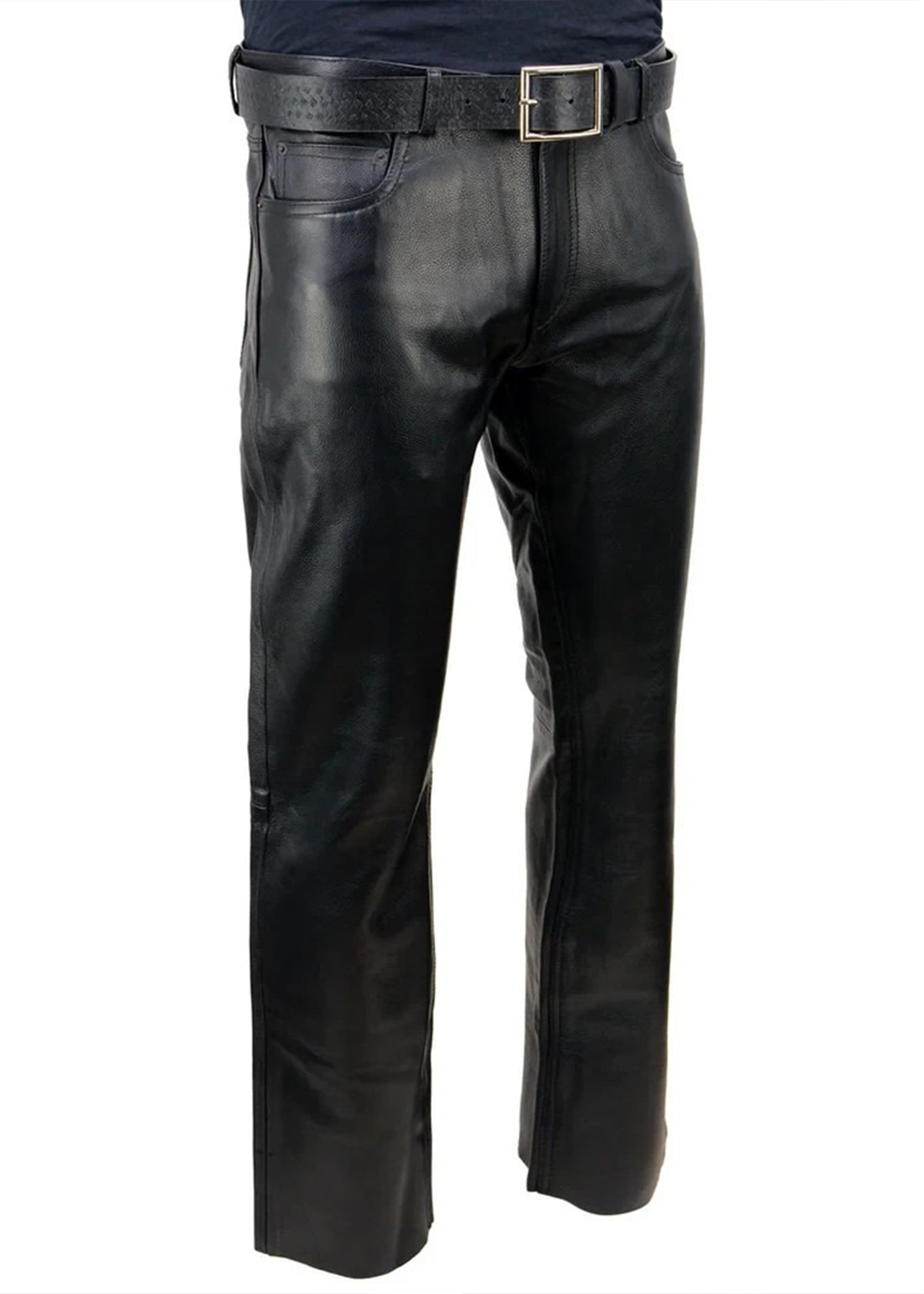 Black leather pants on a white background