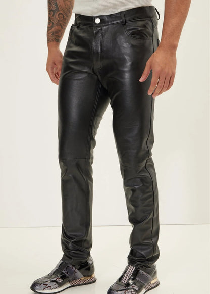 men's genuine black leather shacket by EENACRAFTS, fitted lambskin button-up top for fall.