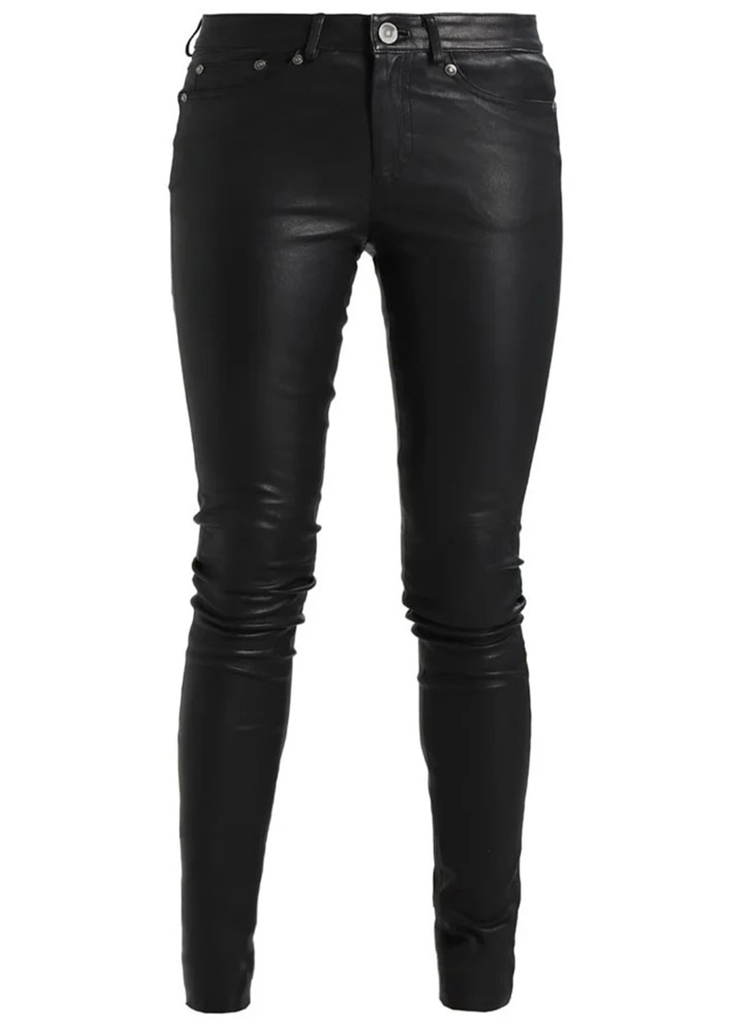 Black leather pants on a white background