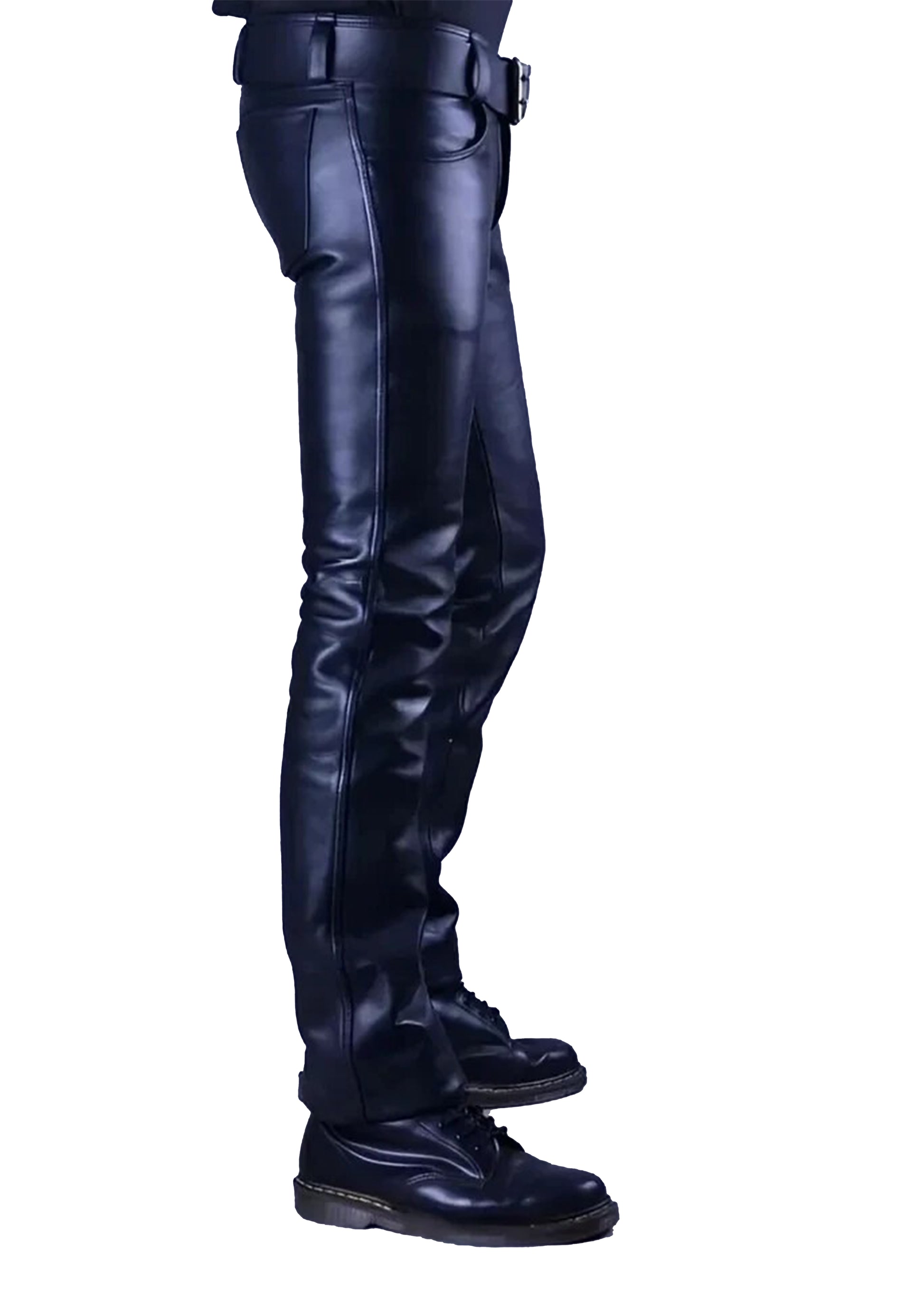 Black leather pants on a white background