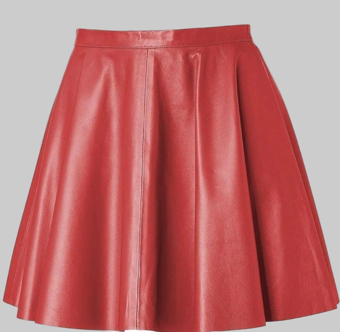 Red leather skirt on a white background
