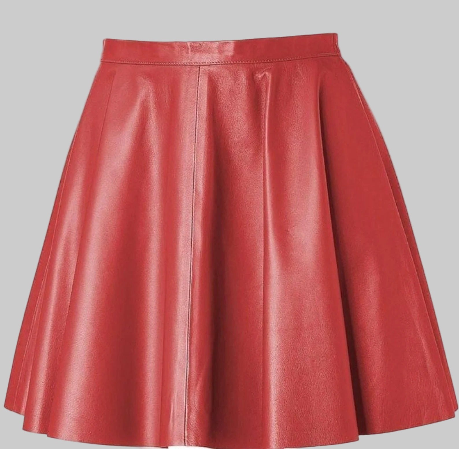 Red leather skirt on a white background